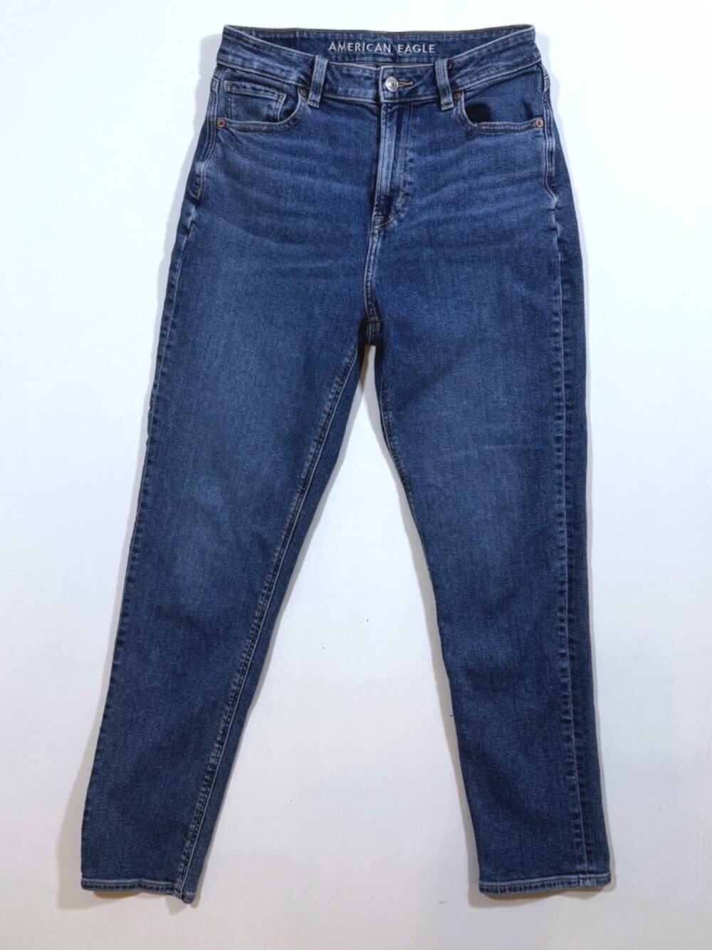 American Eagle Mom Jean High Rise 4 27x28 Stretch Denim Blue Casual Everyday